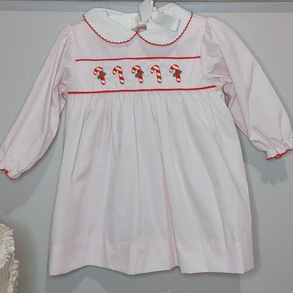 Petit Ami smocked candy cane dress